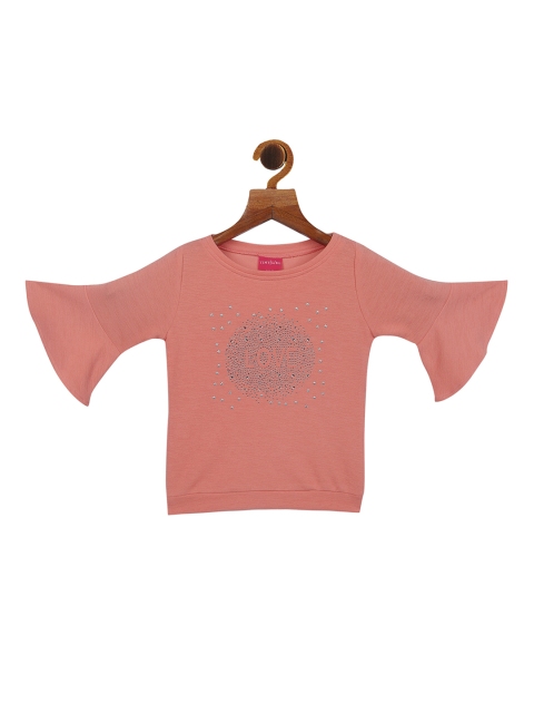 

Tiny Girl Girls Peach-Coloured Regular Top
