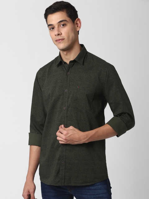 

Peter England Casuals Men Olive Green Slim Fit Printed Casual Shirt