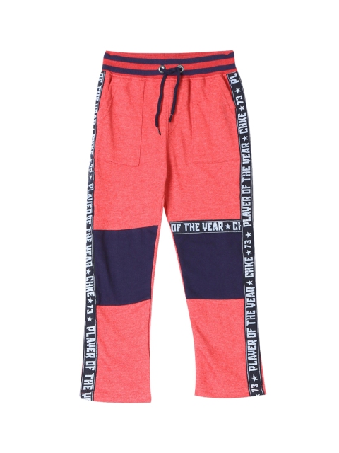 

Cherokee Boys Coral-Coloured & Navy Blue Colourblocked Track Pants
