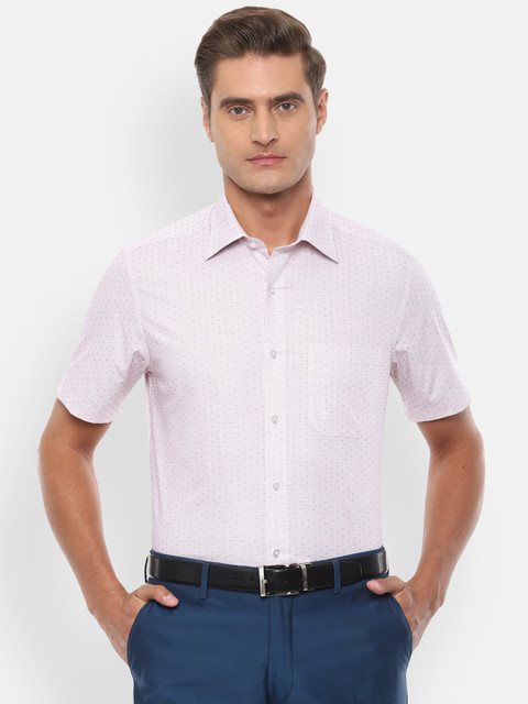 

Louis Philippe Men Pink & White Regular Fit Checked Pure Cotton Formal Shirt
