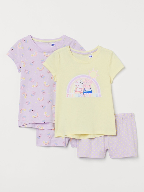 

H&M Girls Lavender & Yellow Printed 2-Pack Pyjamas