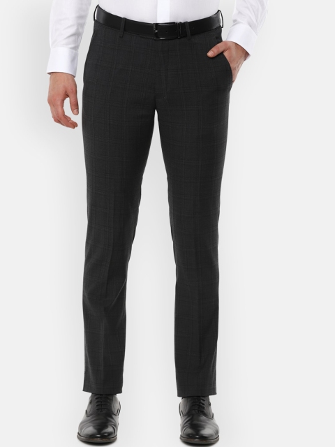 

Louis Philippe Men Black Slim Fit Checked Formal Trousers
