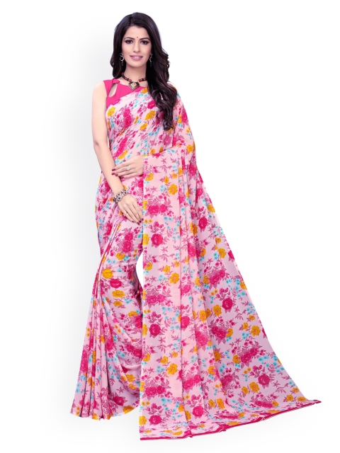 

KALINI Pink Floral Printed Pure Georgette Saree