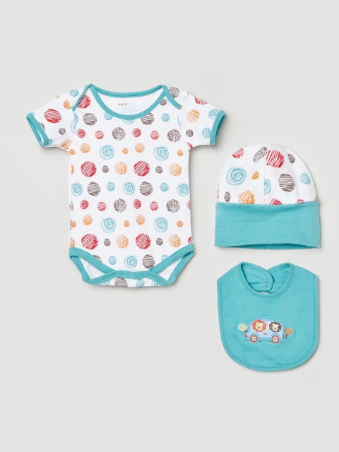 

Max Boys Pack of 3 Blue Printed Romper Gift Set