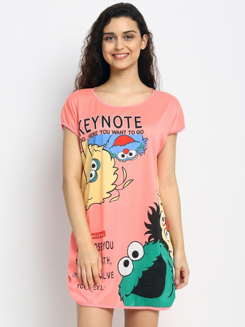 

NEUDIS Pink & Green Printed Lounge T-Shirt