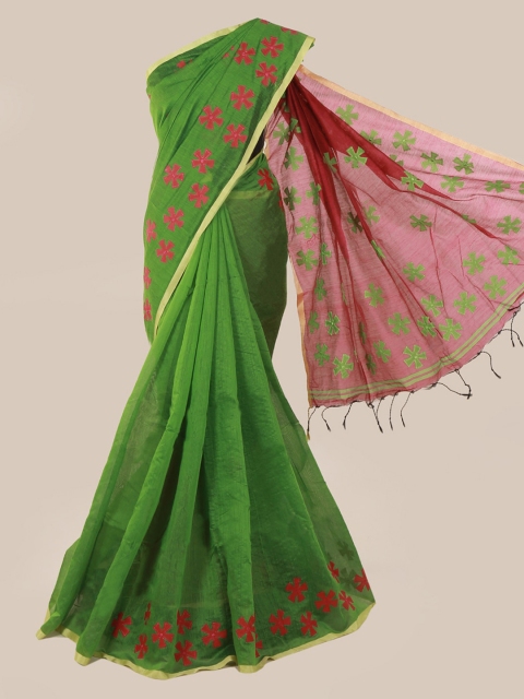 

Pothys Green Solid Saree