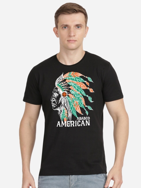 

MASH UNLIMITED Men Black Printed Round Neck T-shirt