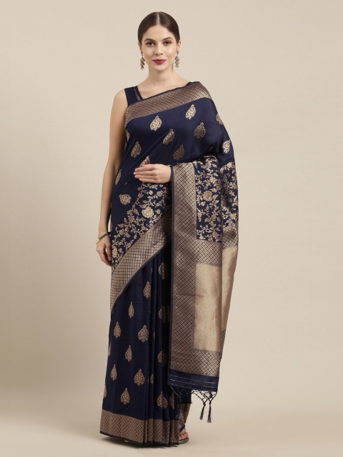 

Soch Blue Woven Design Liva Saree