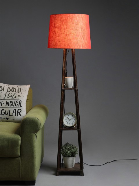 

SANDED EDGE Orange & Brown Textured Contemporary Floor Lamp with Shade