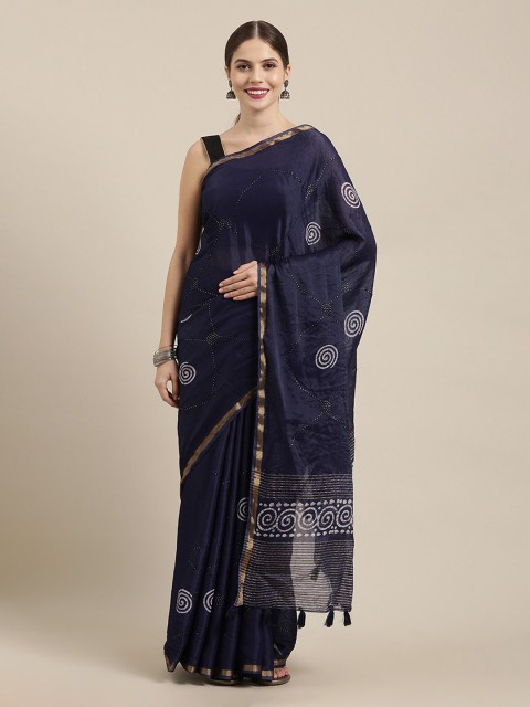 

Soch Blue Printed Cotton Blend Saree