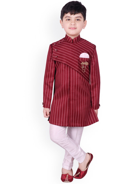 

SG YUVRAJ Boys Maroon & White Sherwani Set