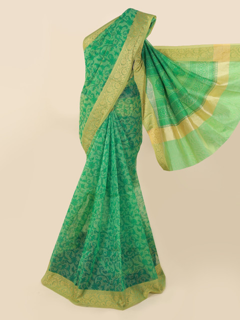 

Pothys Green Printed Supernet Saree