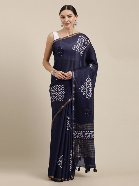 

Soch Blue Printed Cotton Blend Saree