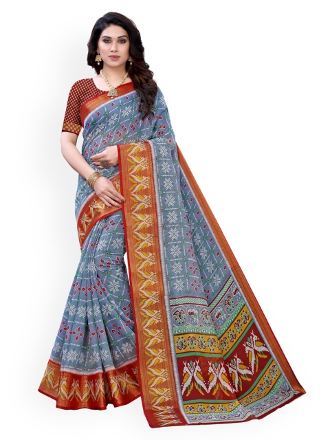 

KALINI Brown Printed Patola Saree