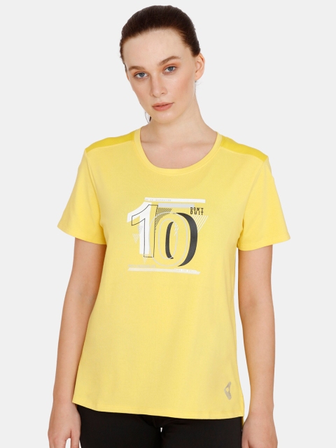 

Zelocity by Zivame Women Yellow Printed Round Neck T-shirt