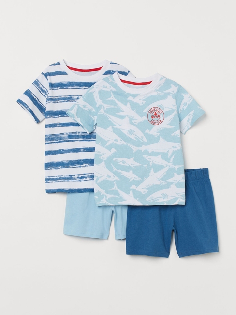 

H&M Boys Blue Pack of 2 Printed Tshirt and Shorts, White