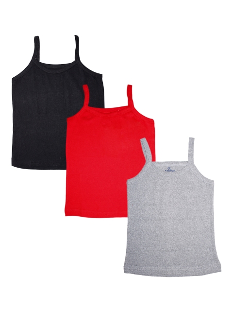 

KiddoPanti Girls Pack of 3 Solid Cotton Tank Tops, Black