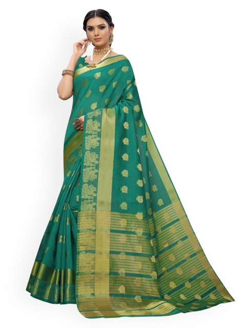 

KALINI Green Silk Cotton Woven Design Chanderi Saree