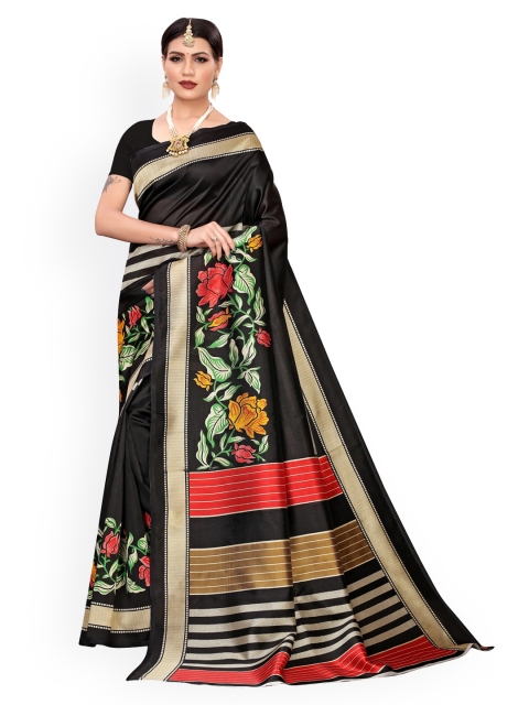 

KALINI Black & Red Poly Silk Printed Saree