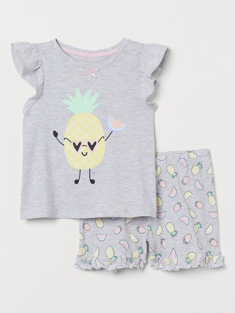

H&M Girls Grey Printed Jersey Pyjamas