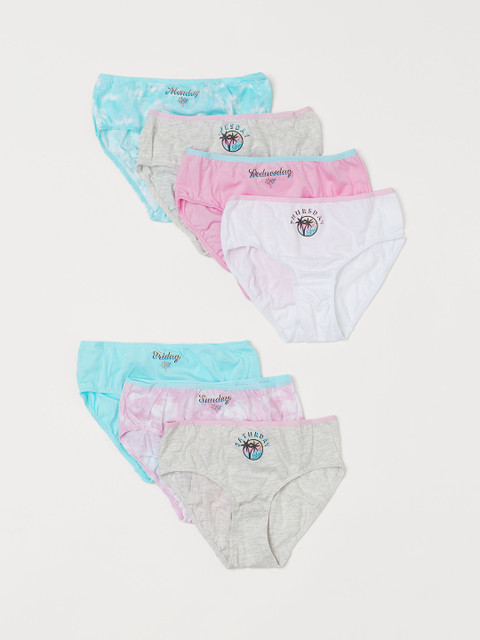 

H&M Girls Multicoloured Printed 7-Pack Cotton Briefs 0625216048, Multi