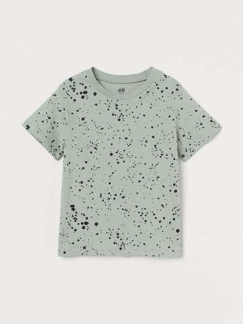 

H&M Boys Green Printed Cotton T-Shirt