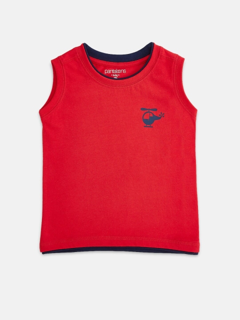Pantaloons Baby Boys Red Solid Round Neck T-shirt