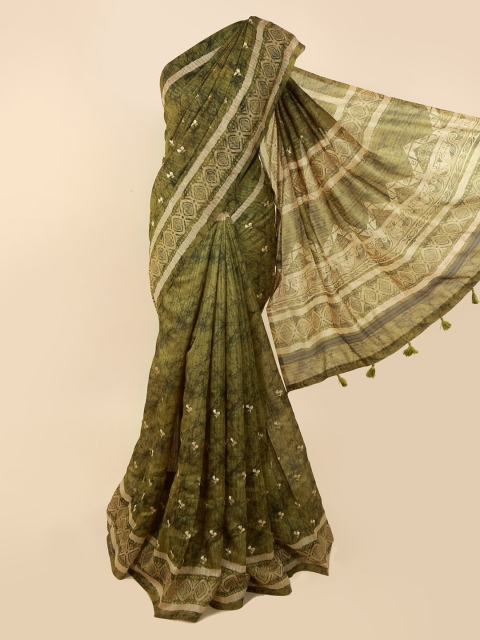 

Pothys Green Printed Jute Cotton Saree