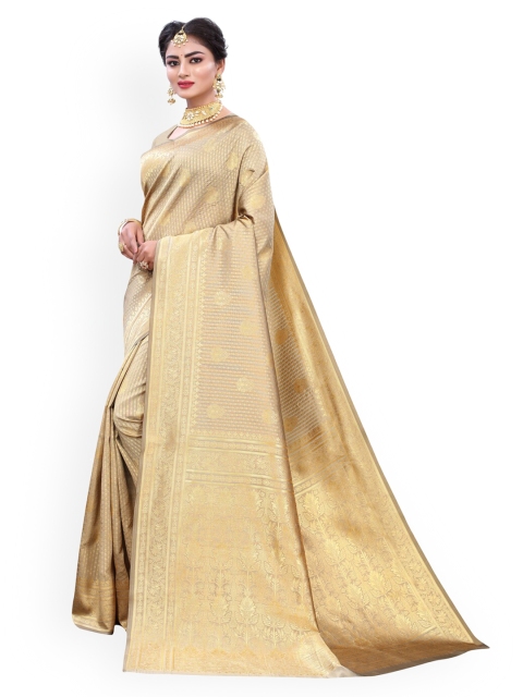 

KALINI Beige Poly Silk Woven Design Banarasi Saree