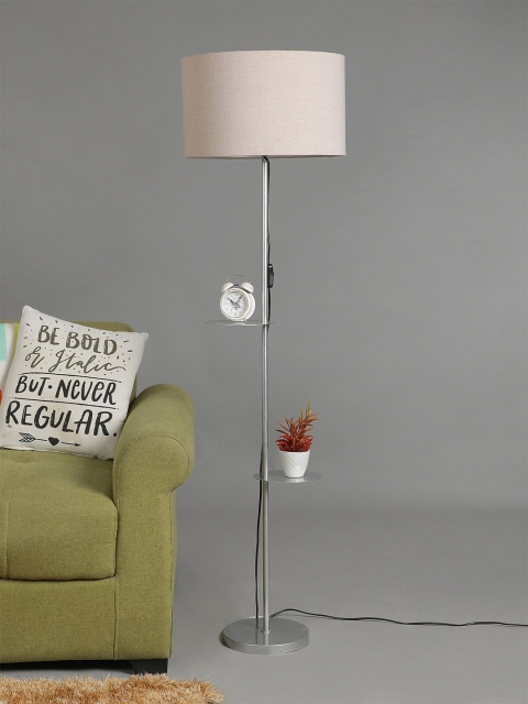 

SANDED EDGE Silver-Toned & Beige Solid Contemporary Shelf Lamp