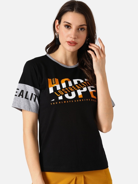 

V2 Value & Variety Black Printed Chambray Regular Top