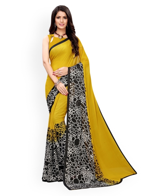 

KALINI Yellow Printed Pure Georgette Saree