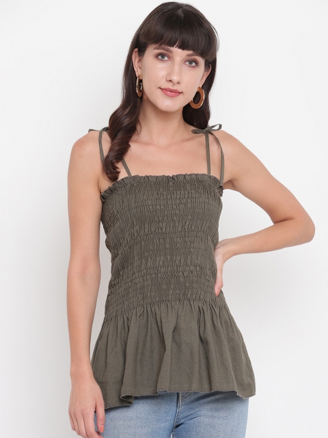 

Aawari Olive Green Peplum Top