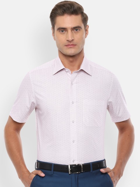 

Louis Philippe Men Pink & White Regular Fit Checked Pure Cotton Formal Shirt