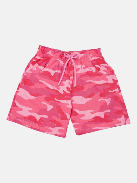 

Nins Moda Girls Pink Camouflage Printed Regular Fit Regular Shorts