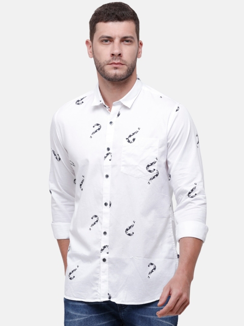 

Alan Scott Men White Regular Fit Printed Pure Cotton Casual Shirt