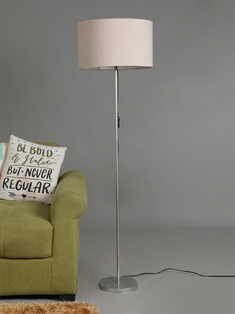 

SANDED EDGE Silver-Toned & Beige Solid Contemporary Floor Lamp with Shade