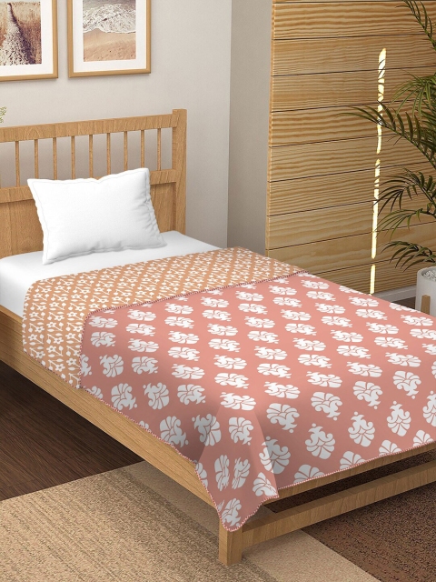 

BELLA CASA Red & White Floral AC Room 300 GSM Single Bed Dohar