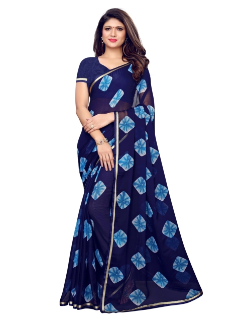 

KALINI Navy Blue Dyed Bandhani Saree