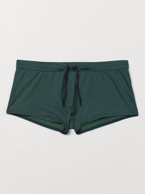 

H&M Men Green Solid Patterned Swimming Trunks 0919745001
