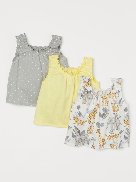 

H&M Girls 3 Pack Cotton Vest Tops, White