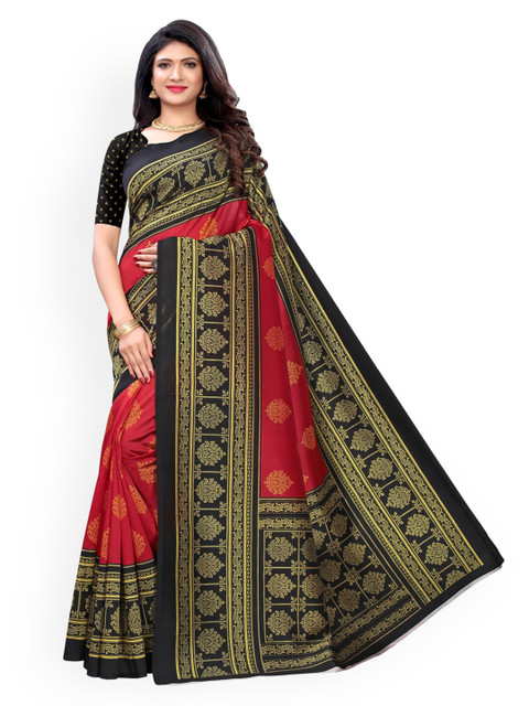 

KALINI Red Printed Poly Silk Saree