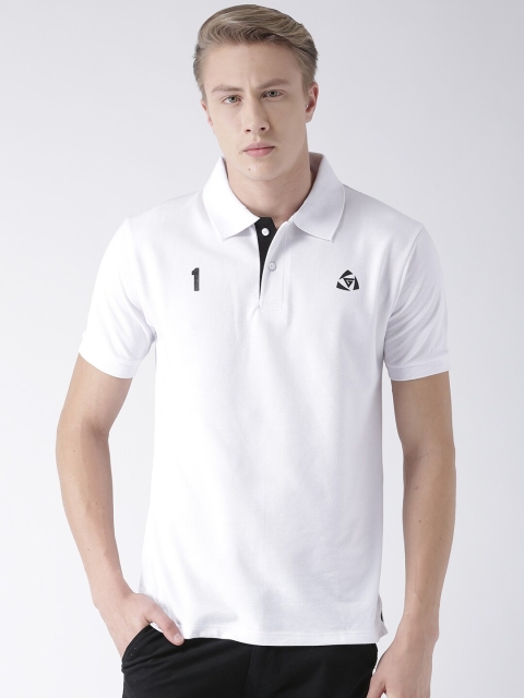 

GRIFFEL Men White Solid Polo Collar T-shirt