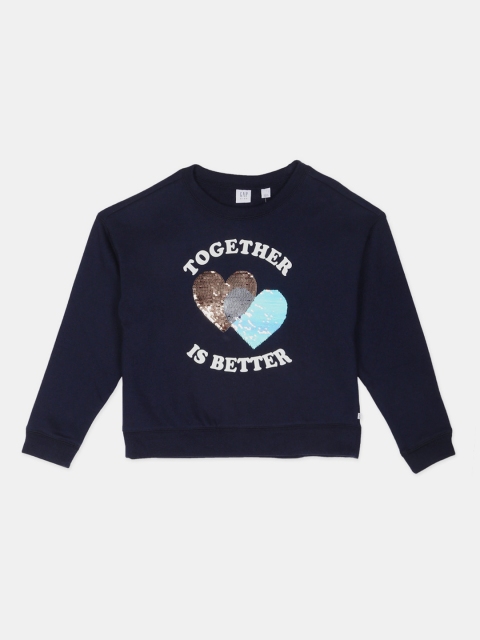 

GAP Girls Navy Blue Flip Sequins Embellished Sweatshirt