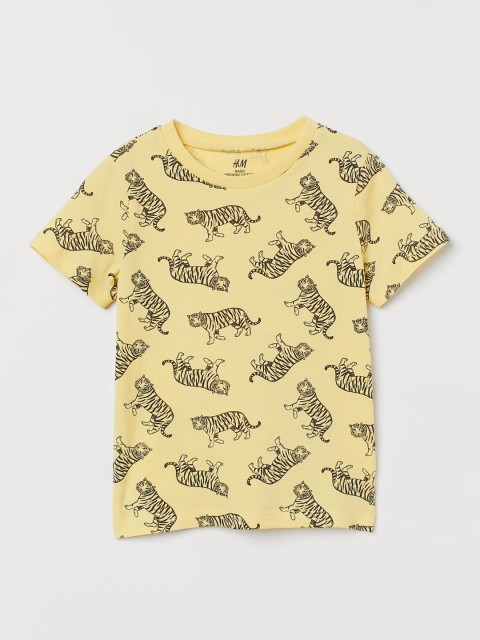 

H&M Boys Yellow Printed Cotton T-shirt