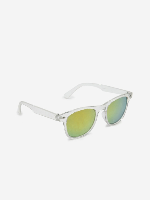 

DukieKooky Unisex Kids Mirrored Lens & White Square Sunglasses UV Protected Lens 900241, Green