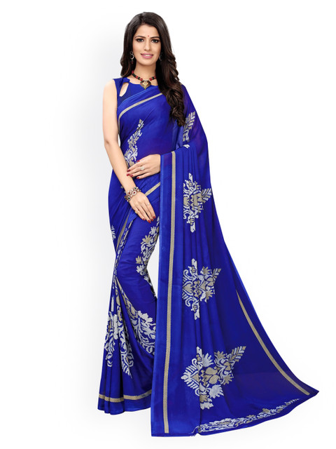 

KALINI Blue Printed Pure Georgette Saree