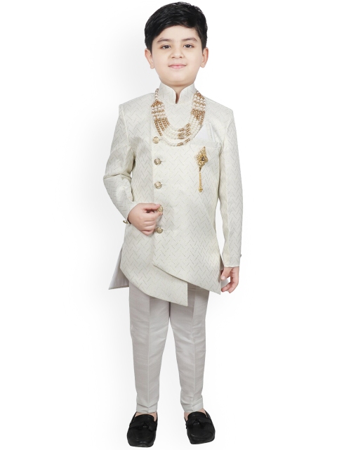 

SG YUVRAJ Boys Cream-Coloured Sherwani with Trouser