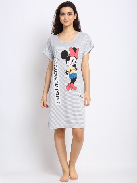 

NEUDIS Grey & Black Mickey Mouse Printed Cotton Nightdress