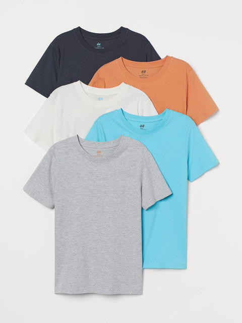 

H&M Boys Solid 5-Pack T-Shirts, White